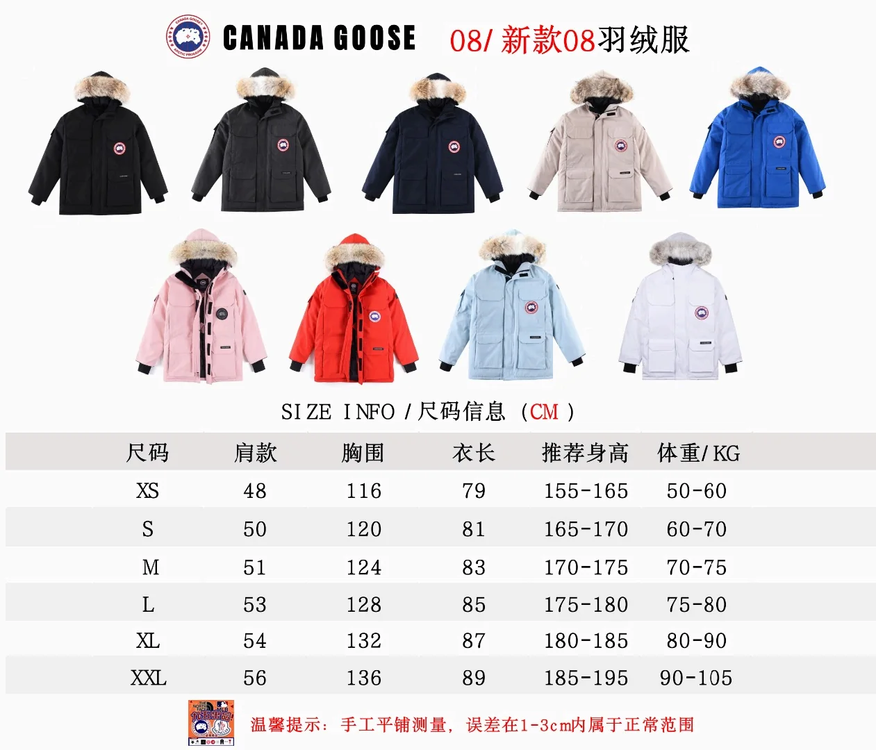 Canada Goose Expedition Parka — customer size reference