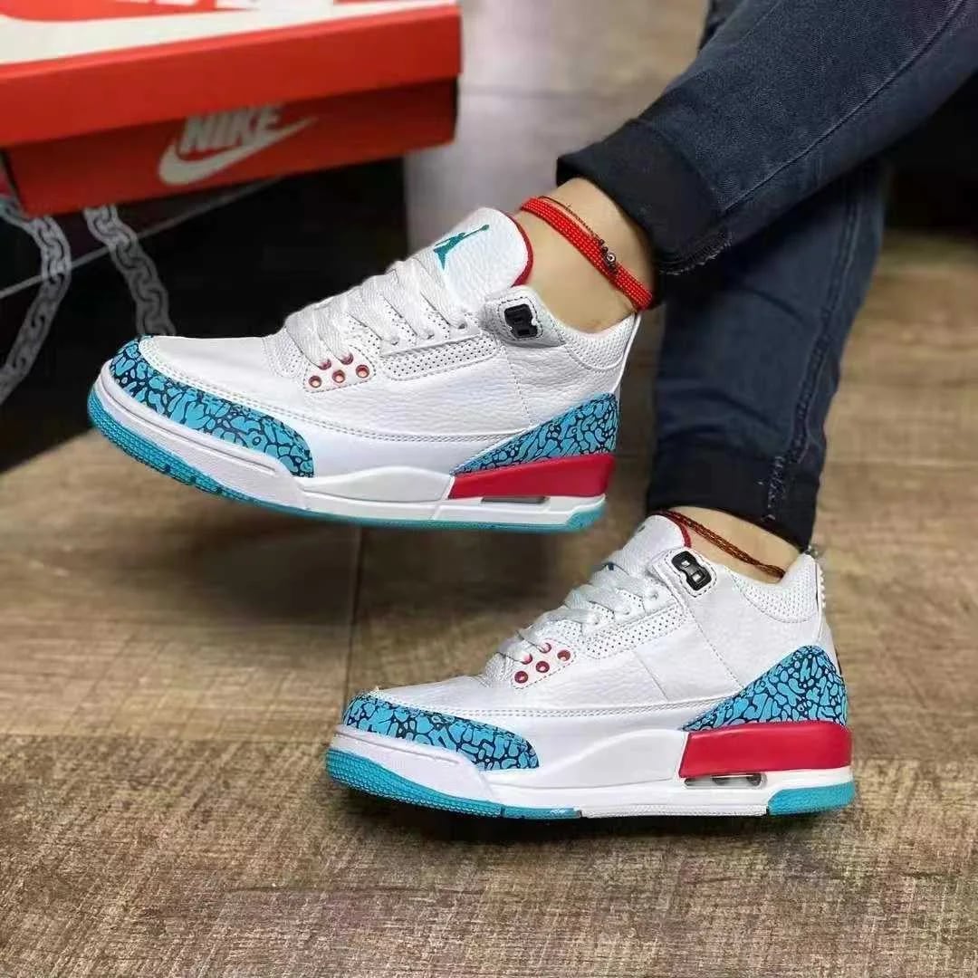 Air Jordan 3 Retro — White / Blue / Red — supplied view