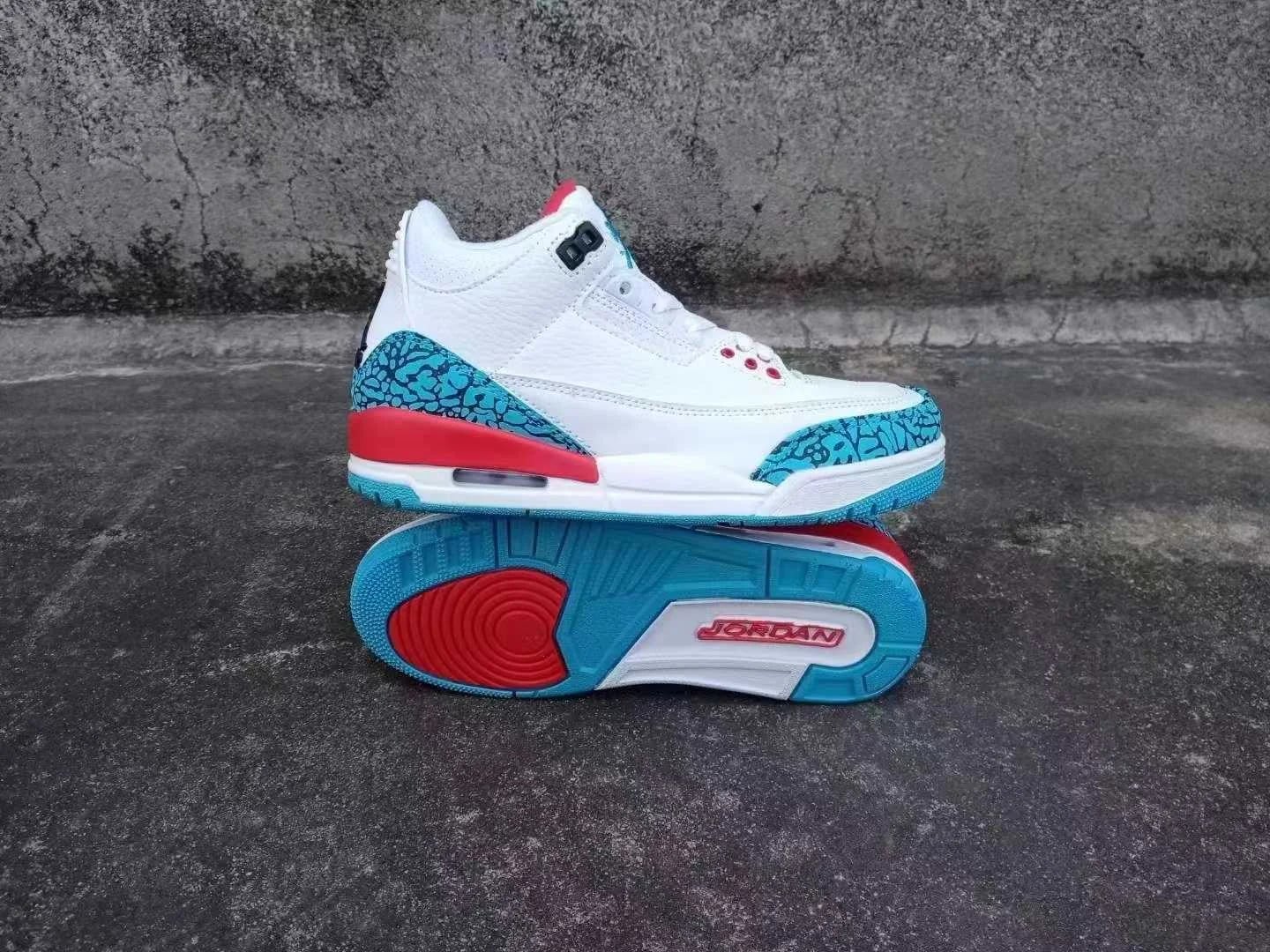 Air Jordan 3 Retro — White / Blue / Red — supplied view