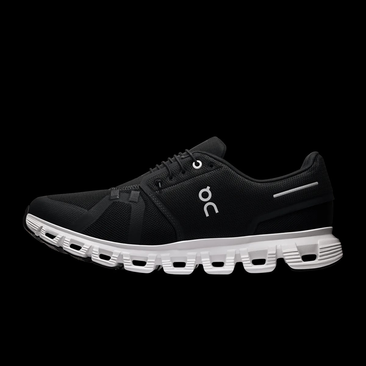 On Cloud 6 — black / white — medial view (official reference photograph)