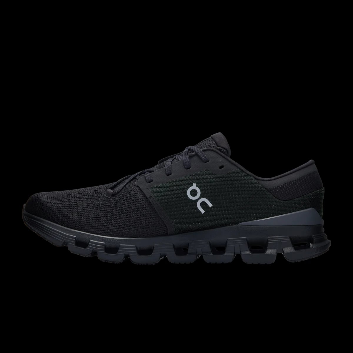 On Cloud X 4 — black / eclipse — medial view (official reference photograph)