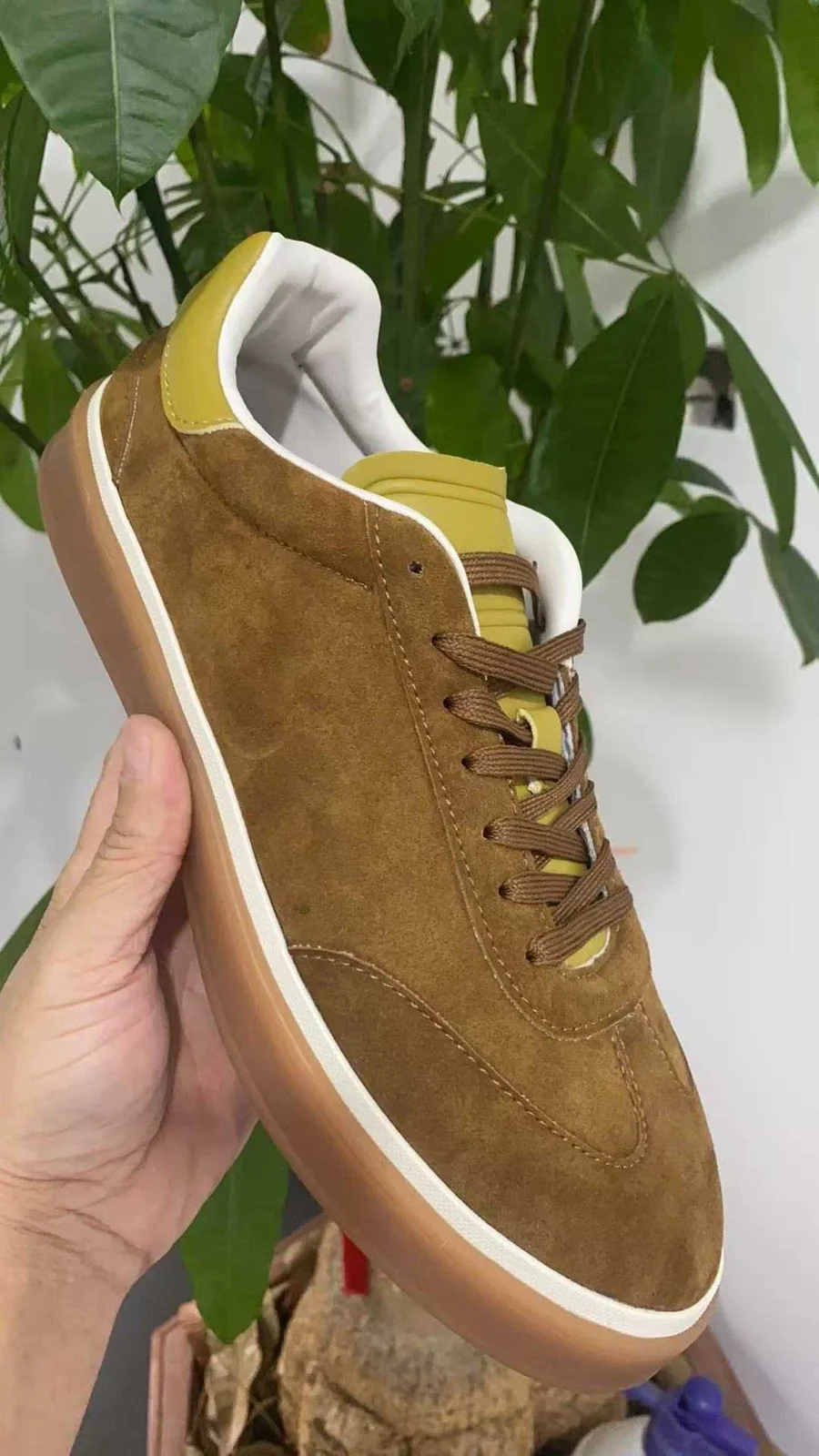 Loro Piana Tennis Walk Sneakers — Brown — supplied view
