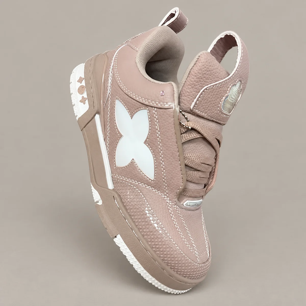 Louis Vuitton Bauhinia Floral Sneakers — warm stone-gray studio cover