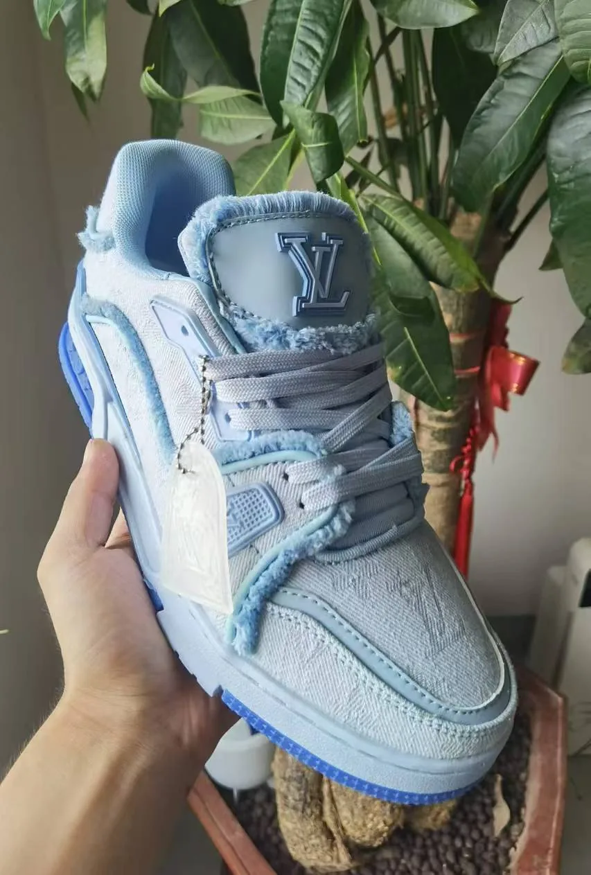 Louis Vuitton LV Trainer Sneaker – Frayed Denim — supplied photograph 2