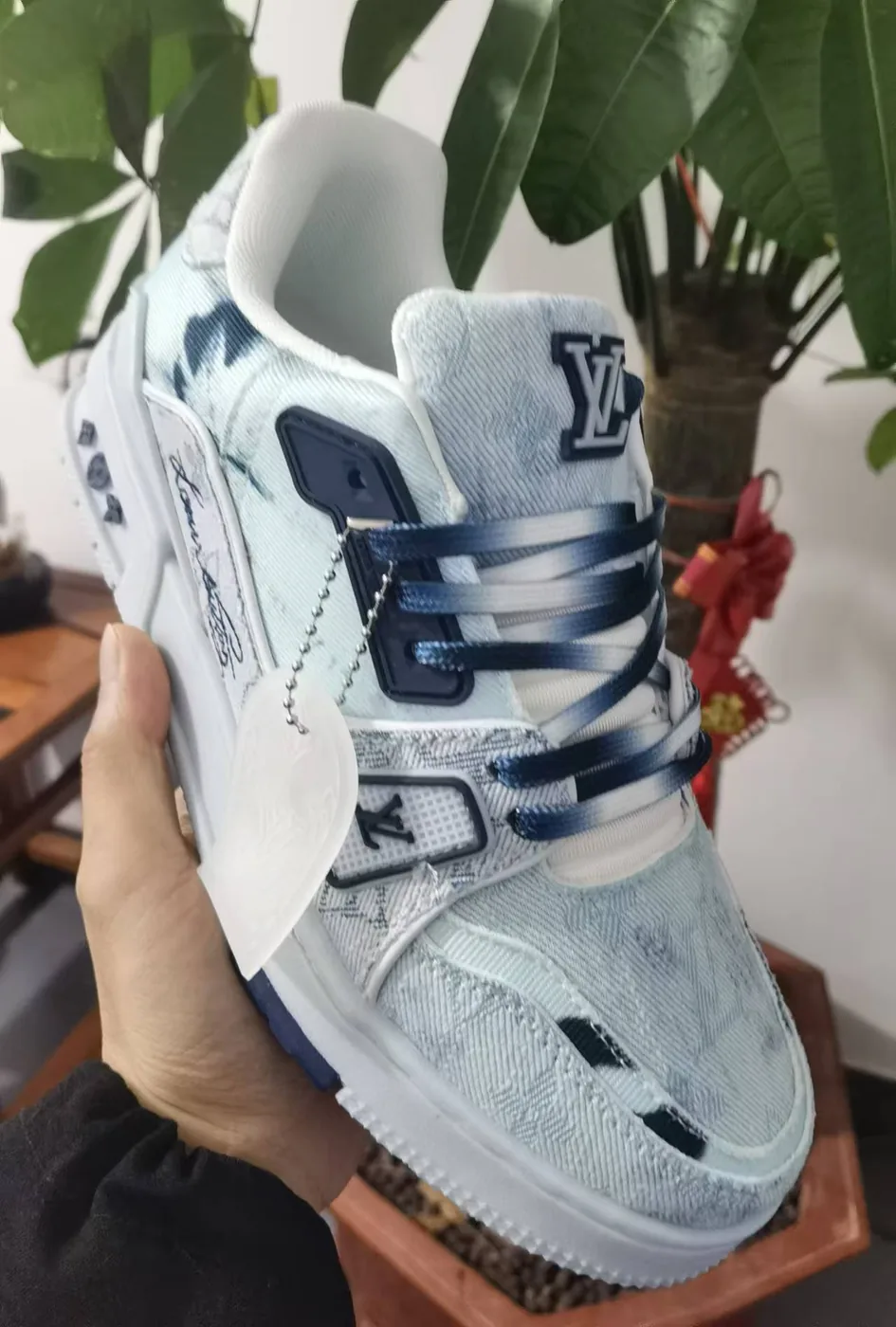 Louis Vuitton LV Trainer Sneaker – Frayed Denim — supplied photograph 4