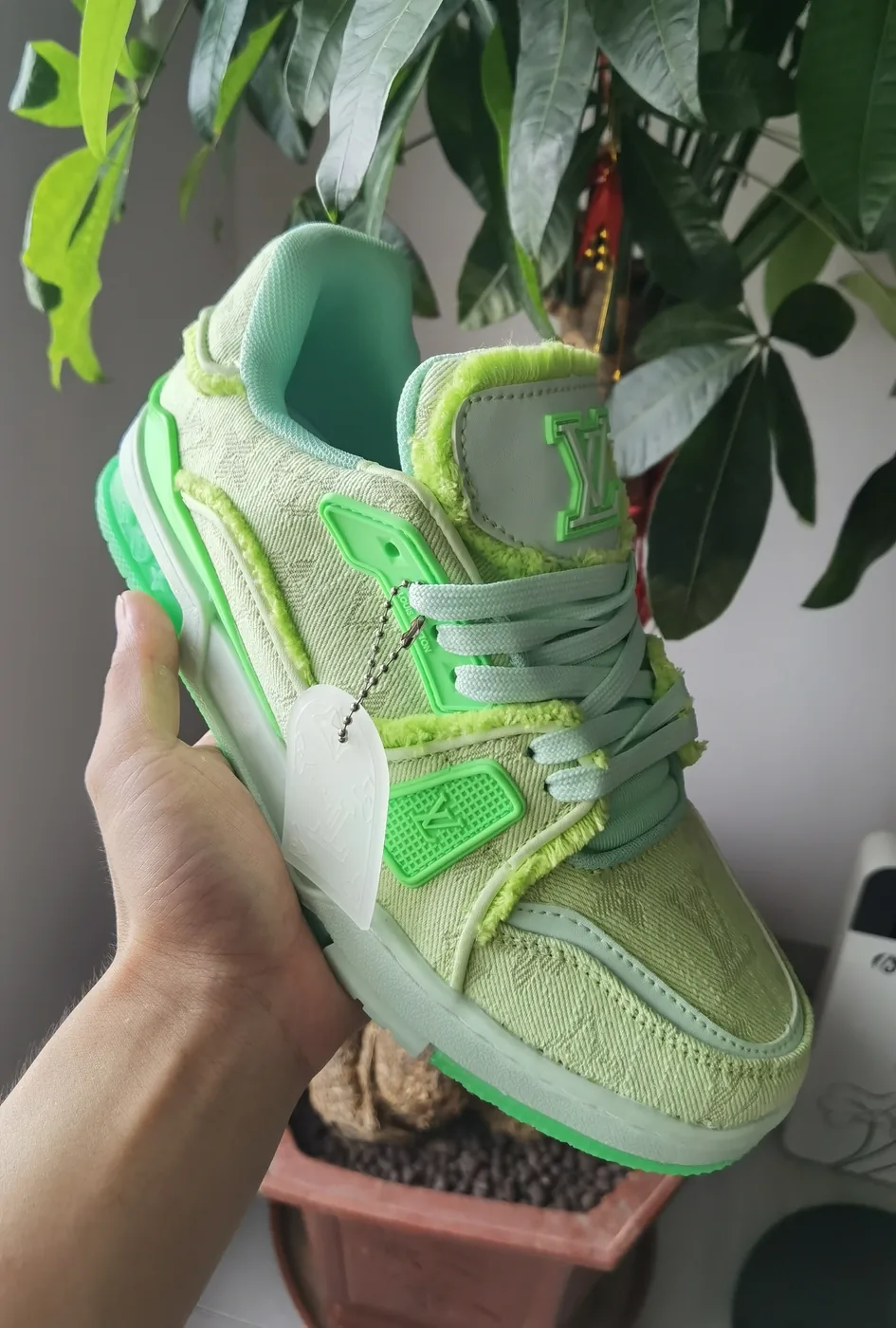 Louis Vuitton LV Trainer Sneaker – Frayed Denim — supplied photograph 3
