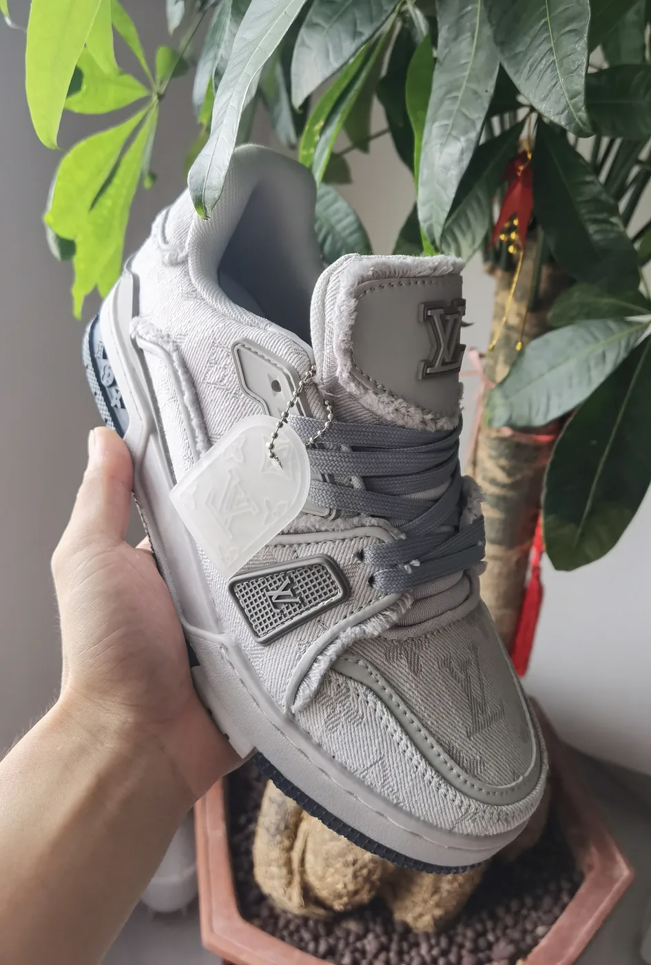 Louis Vuitton LV Trainer Sneaker – Frayed Denim — supplied photograph 6