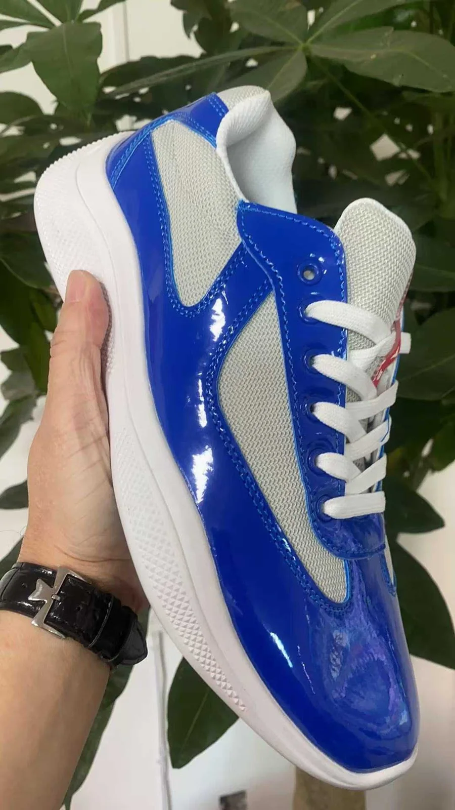 Prada America's Cup Sneakers — Blue / White — supplied view
