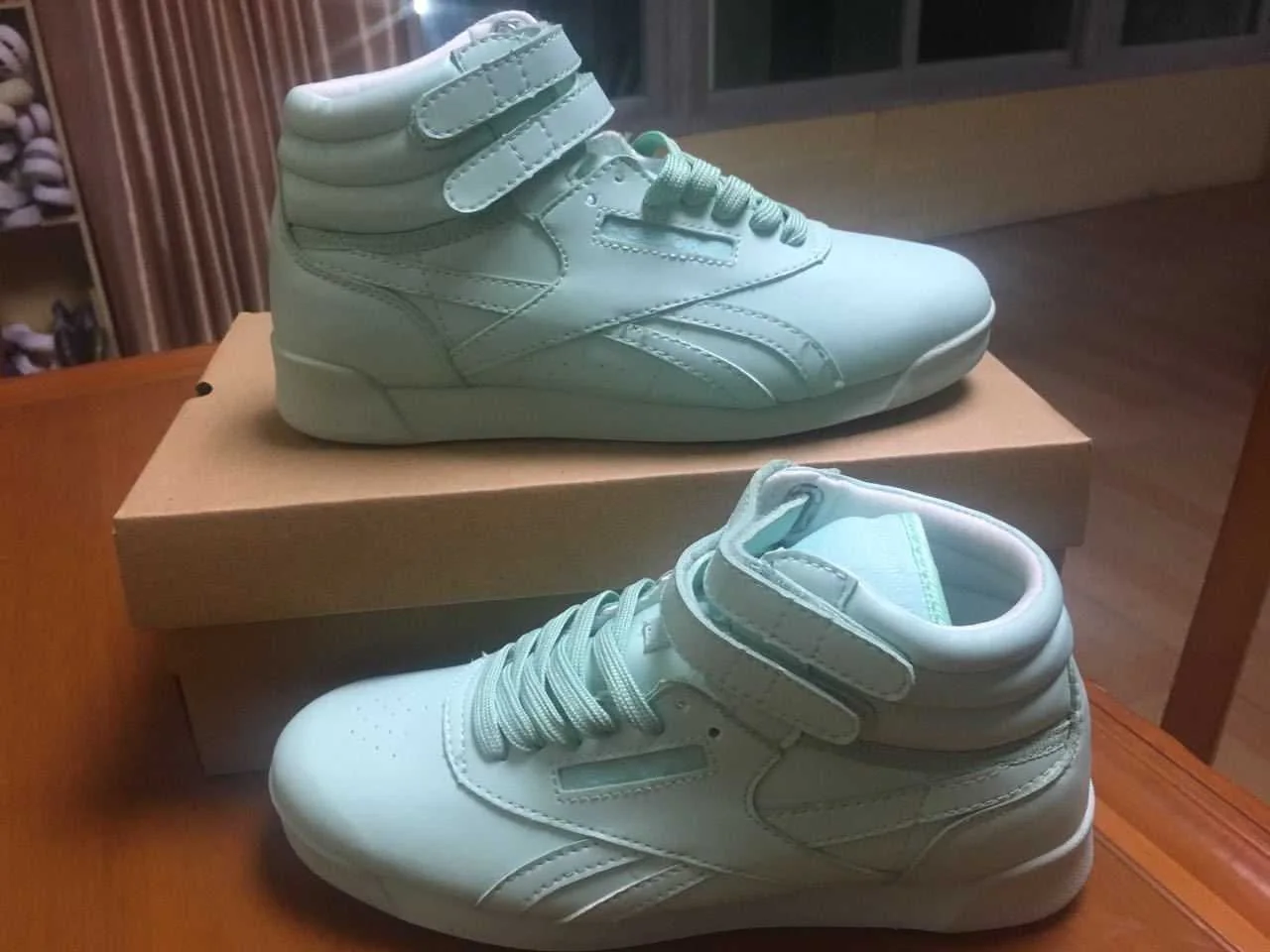 Reebok Freestyle Hi — Light Green — supplied view