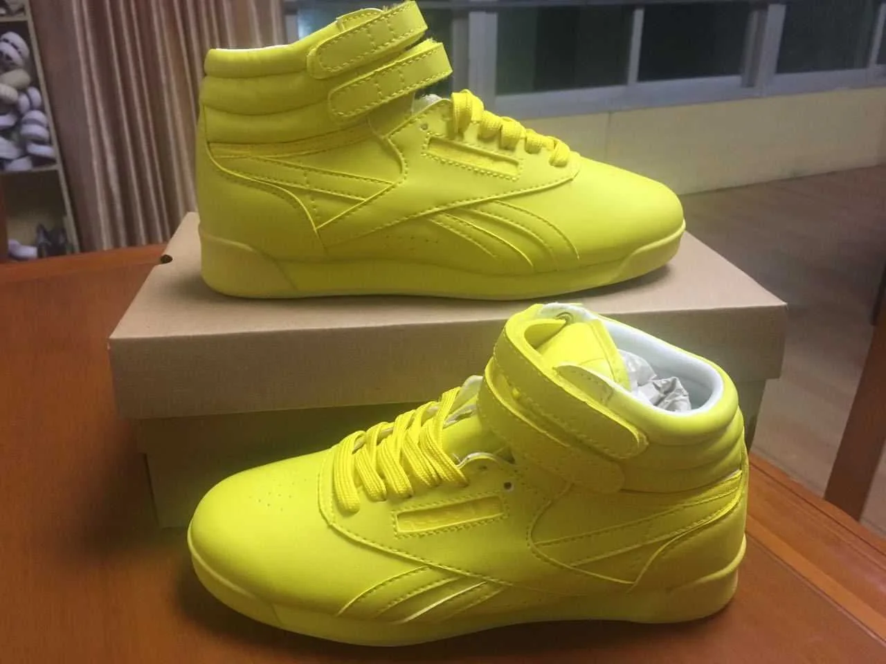 Reebok Freestyle Hi — Lemon Yellow — supplied view