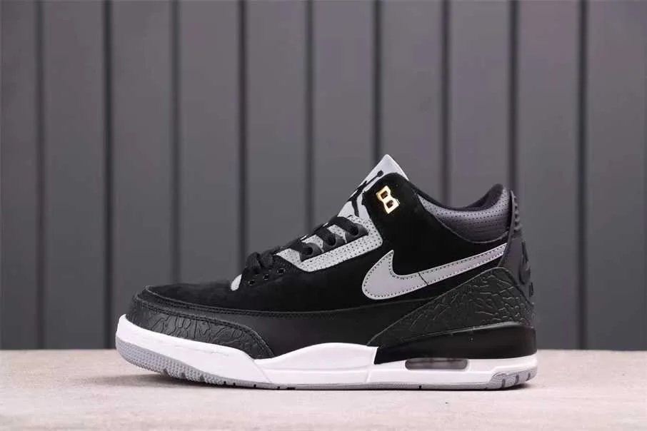 Air Jordan 3 Tinker — Black / Silver — supplied view