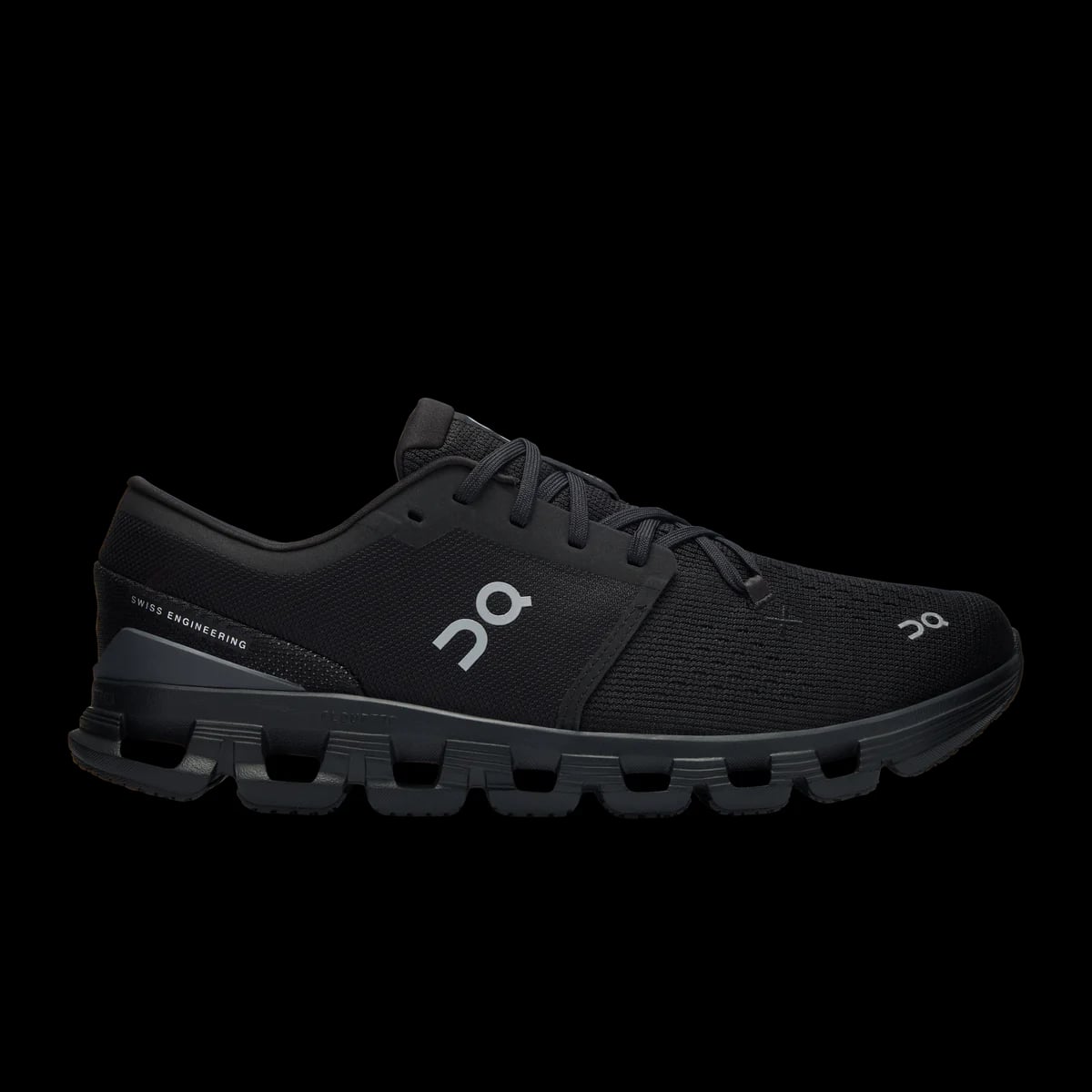 On Cloud X 4 — black / eclipse — lateral view (official reference photograph)