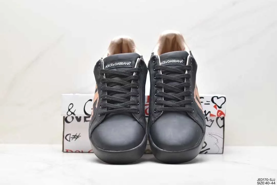 Dolce & Gabbana Portofino Sneakers — Black / Gold — supplied view