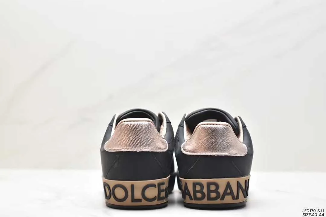 Dolce & Gabbana Portofino Sneakers — Black / Gold — supplied view