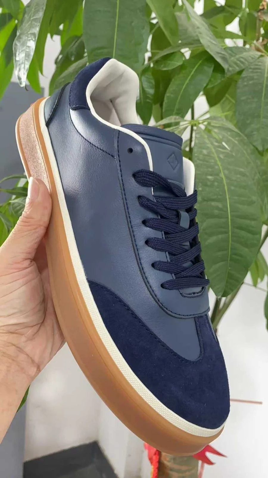 Loro Piana Tennis Walk Sneakers — Navy — supplied view