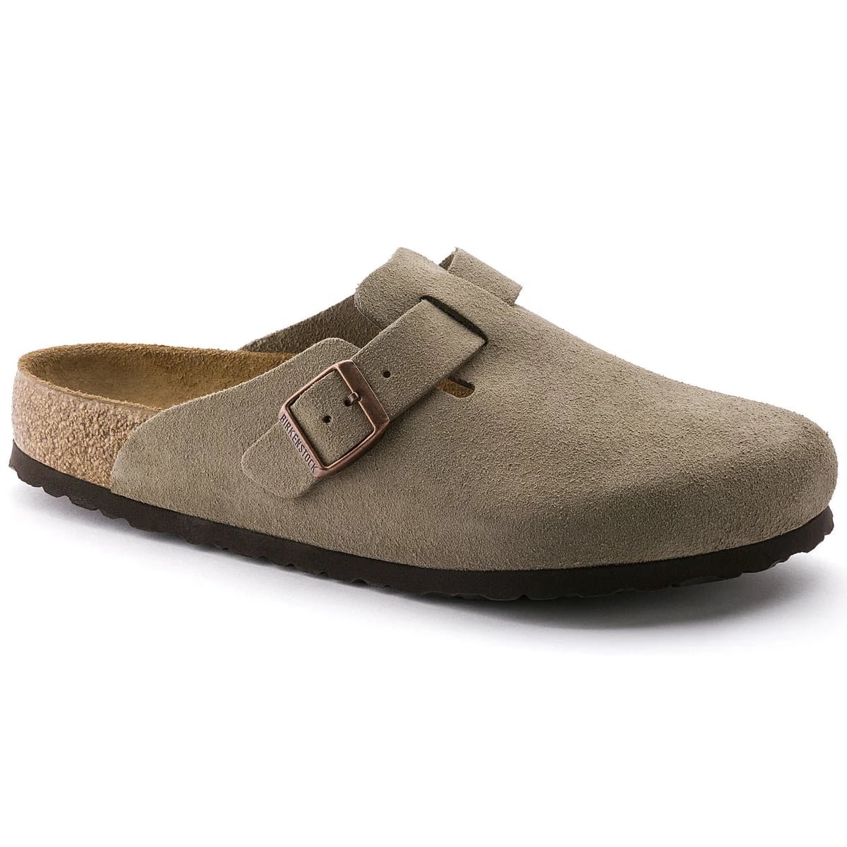 Birkenstock Boston — taupe — three-quarter view (official reference photograph)